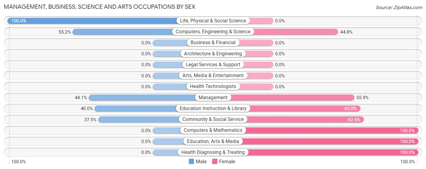 Management, Business, Science and Arts Occupations by Sex in Texico