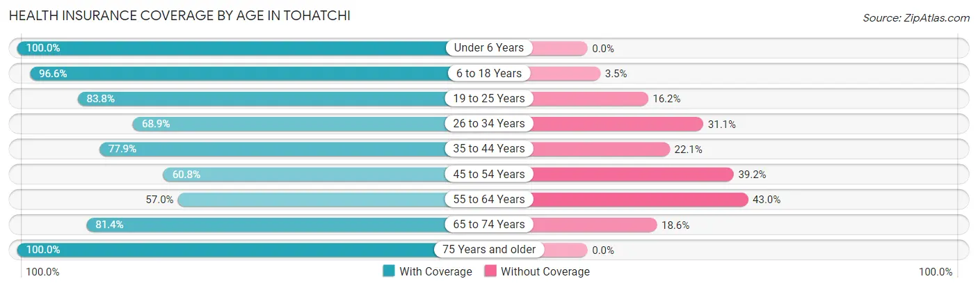 Health Insurance Coverage by Age in Tohatchi
