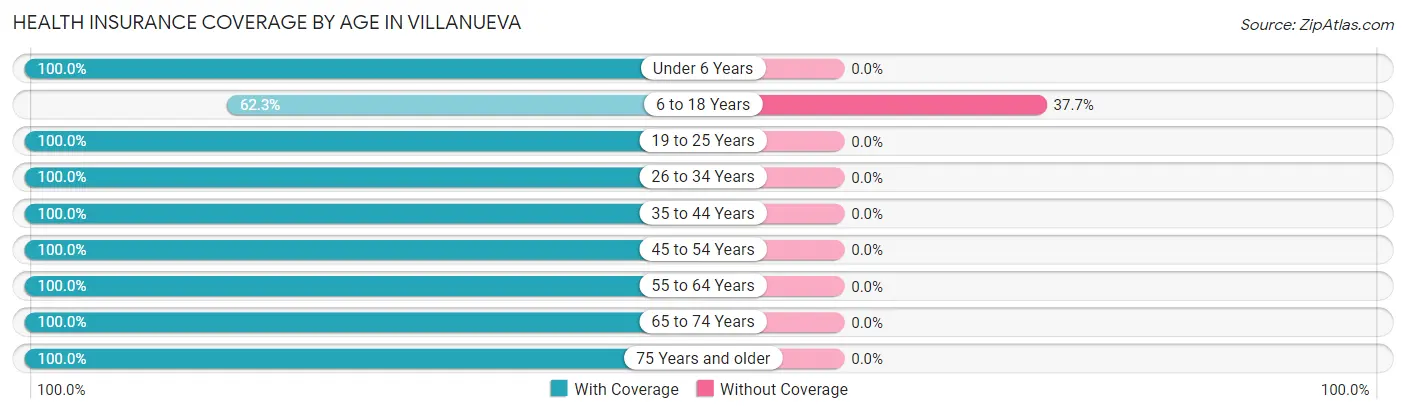 Health Insurance Coverage by Age in Villanueva