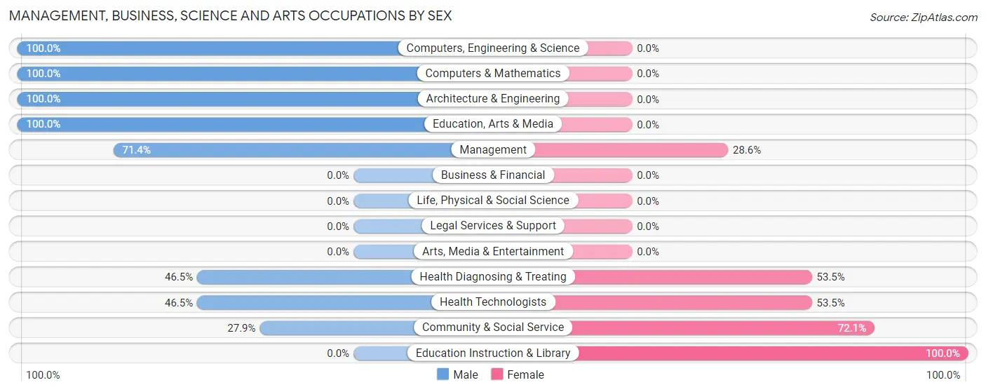 Management, Business, Science and Arts Occupations by Sex in Waterflow