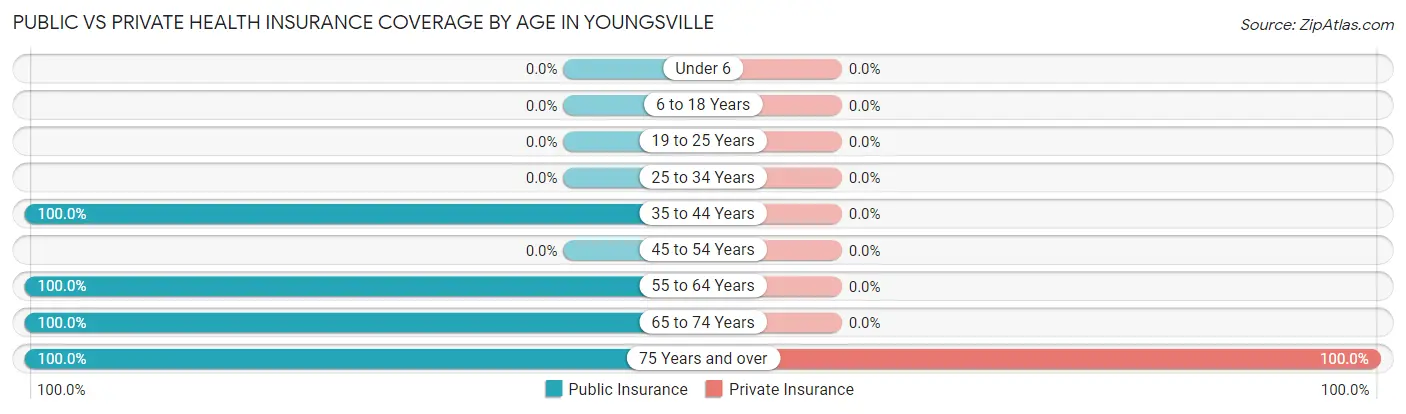 Public vs Private Health Insurance Coverage by Age in Youngsville