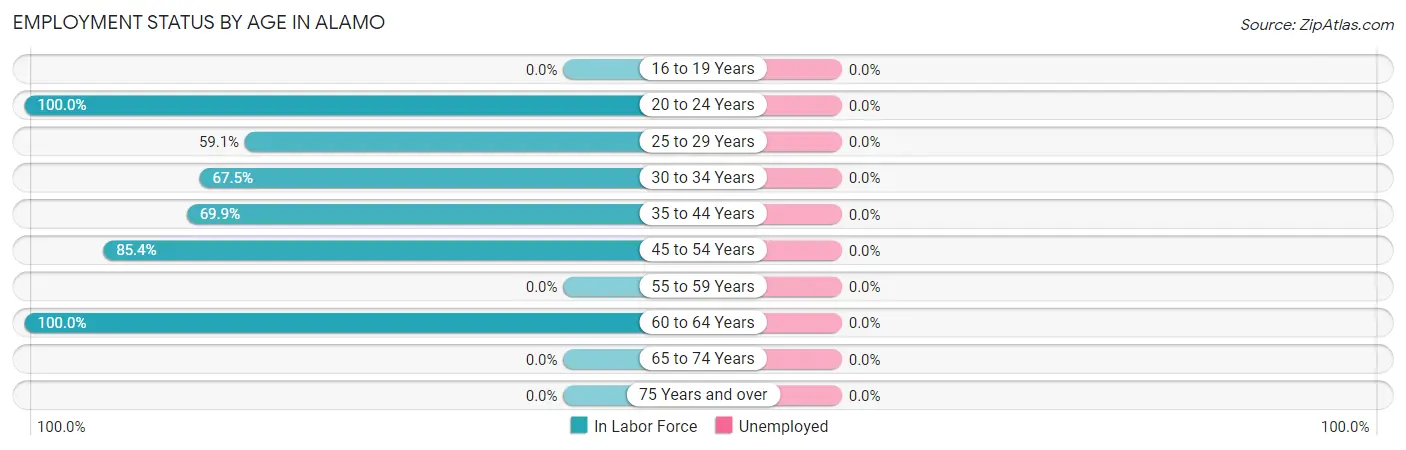 Employment Status by Age in Alamo