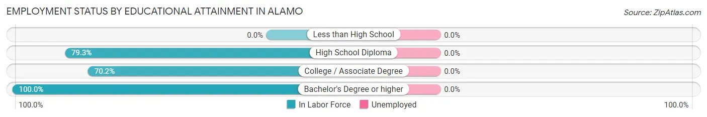 Employment Status by Educational Attainment in Alamo