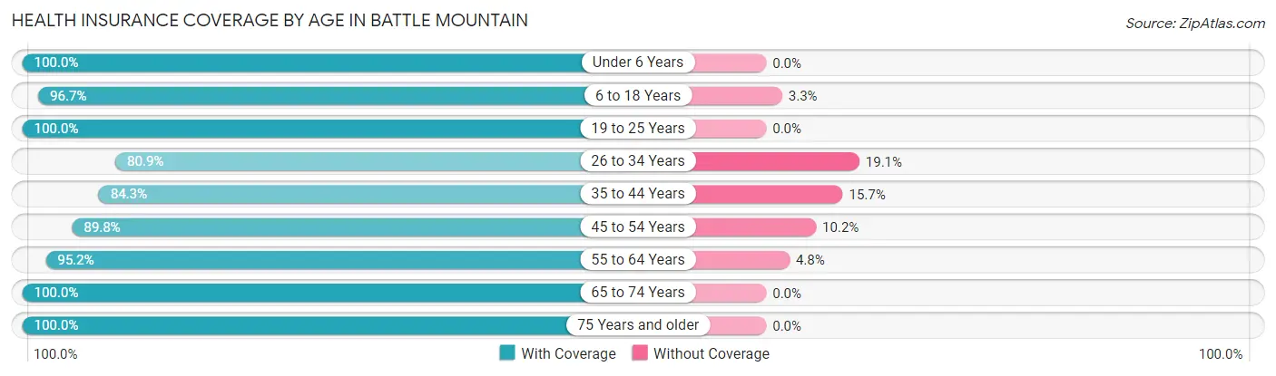 Health Insurance Coverage by Age in Battle Mountain
