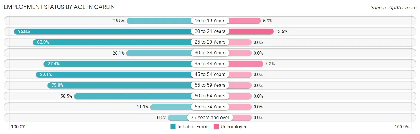 Employment Status by Age in Carlin