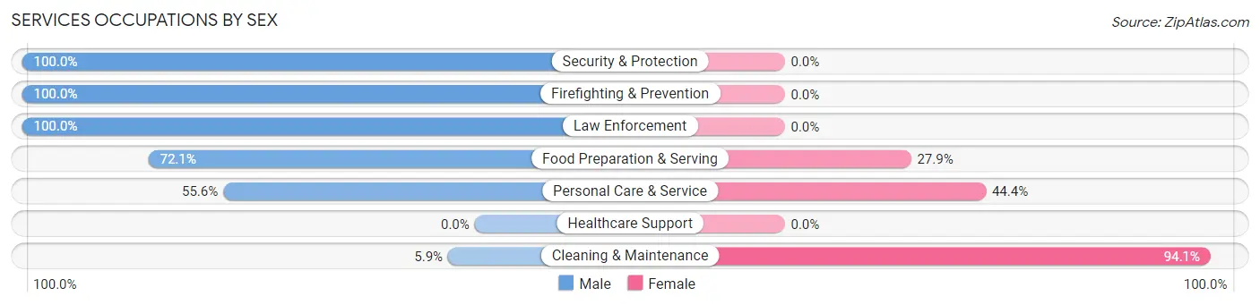 Services Occupations by Sex in Carlin