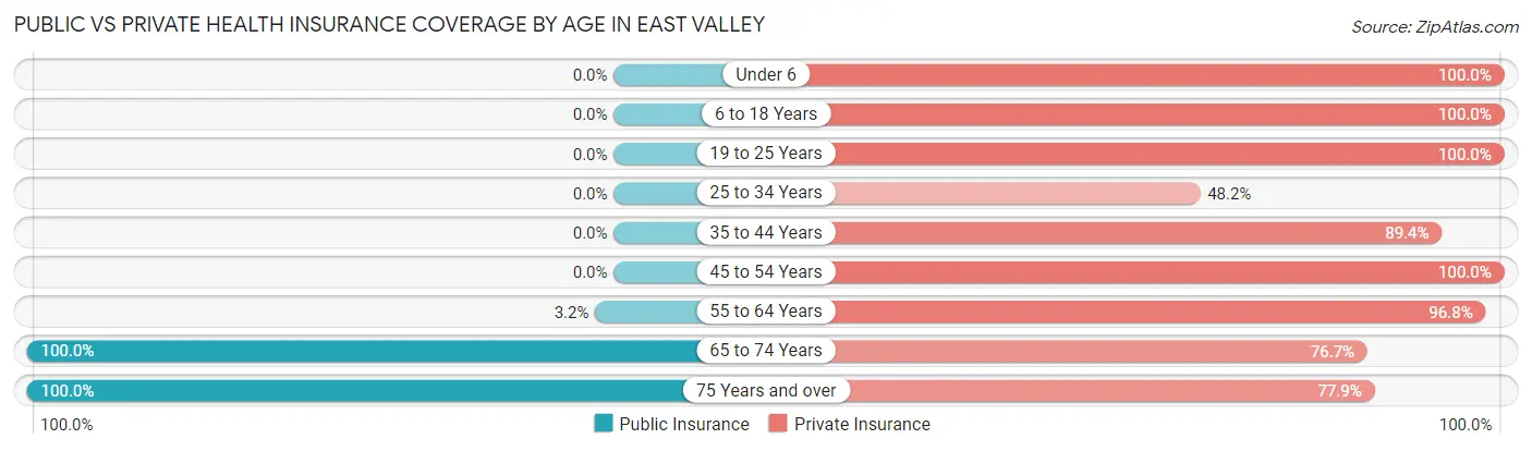 Public vs Private Health Insurance Coverage by Age in East Valley