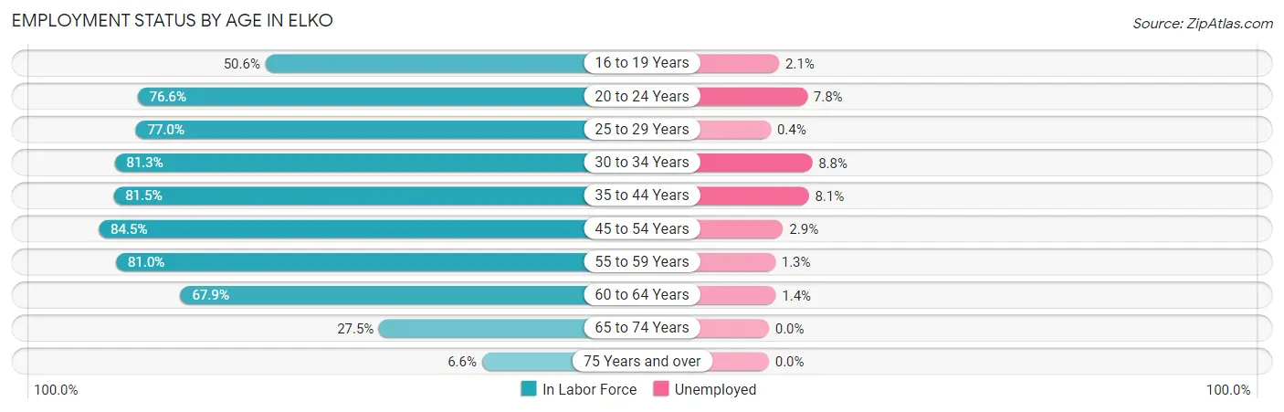 Employment Status by Age in Elko