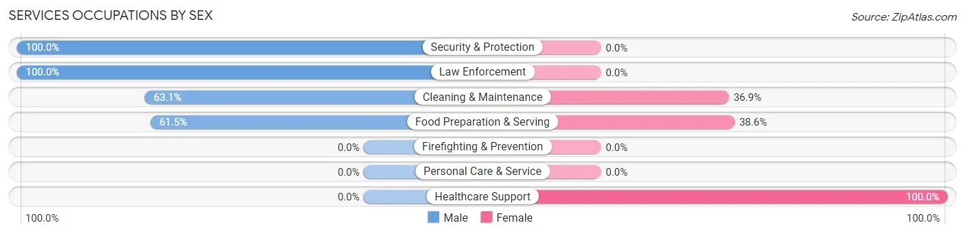 Services Occupations by Sex in Ely