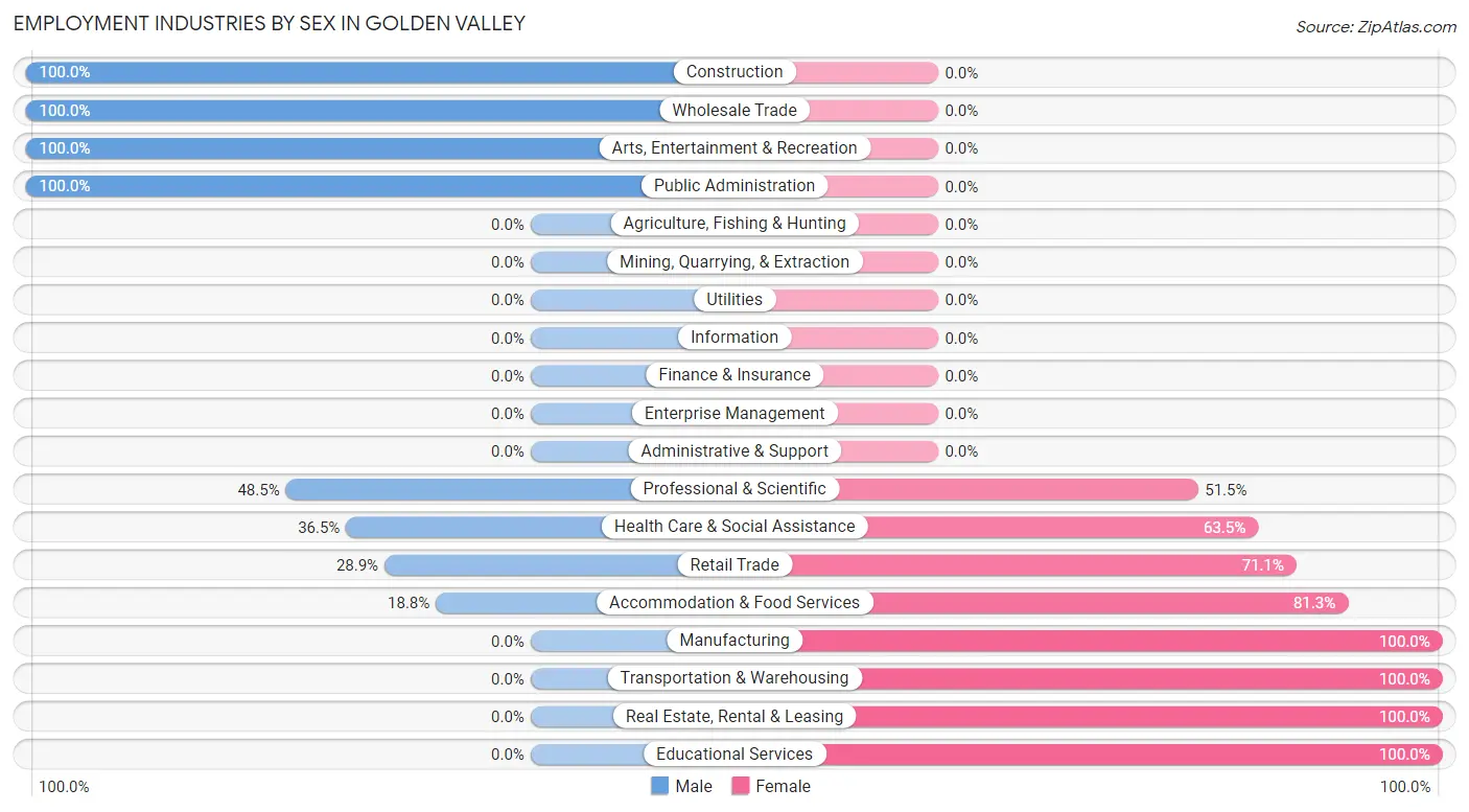 Employment Industries by Sex in Golden Valley