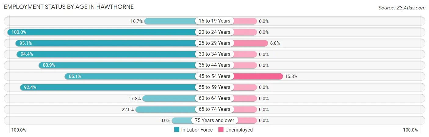 Employment Status by Age in Hawthorne