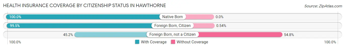 Health Insurance Coverage by Citizenship Status in Hawthorne
