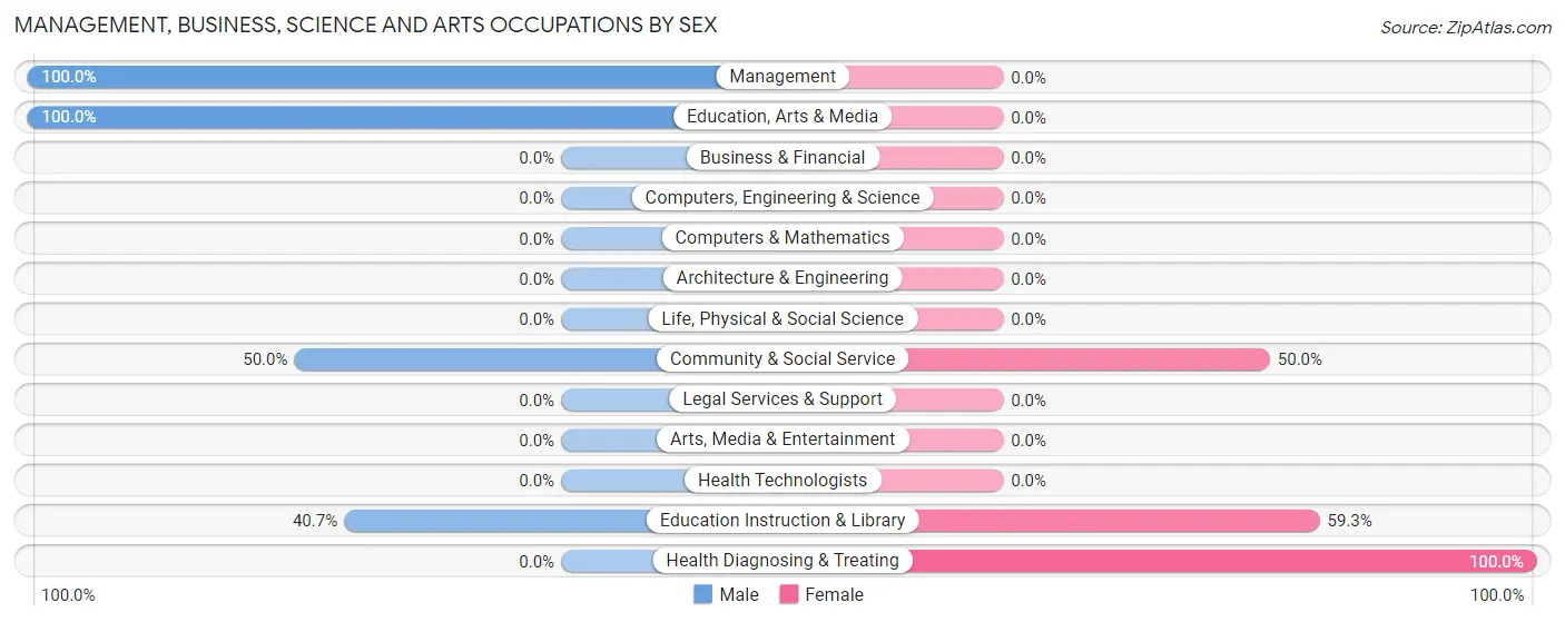 Management, Business, Science and Arts Occupations by Sex in Jackpot