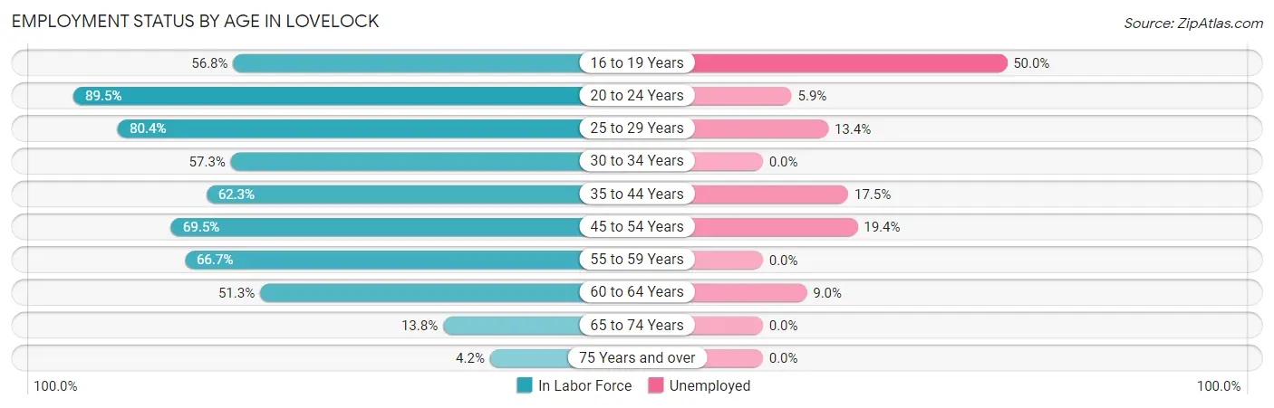 Employment Status by Age in Lovelock