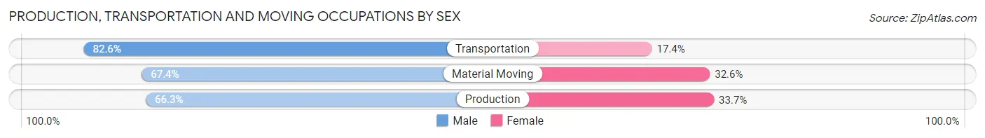 Production, Transportation and Moving Occupations by Sex in North Las Vegas