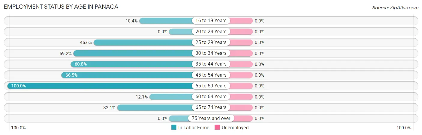 Employment Status by Age in Panaca