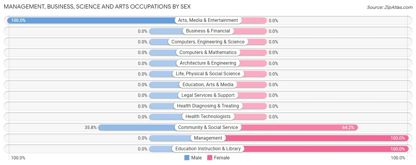 Management, Business, Science and Arts Occupations by Sex in Virginia City