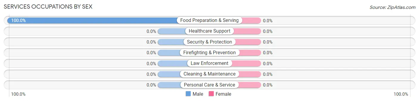 Services Occupations by Sex in Virginia City