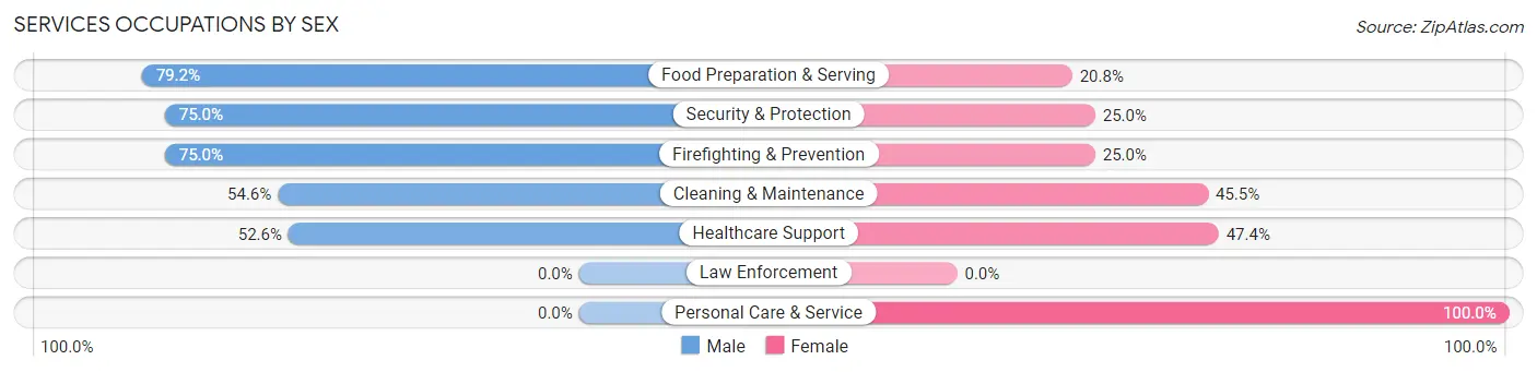 Services Occupations by Sex in Wadsworth