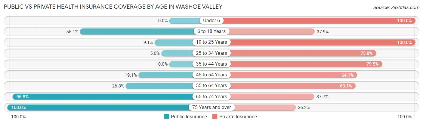 Public vs Private Health Insurance Coverage by Age in Washoe Valley