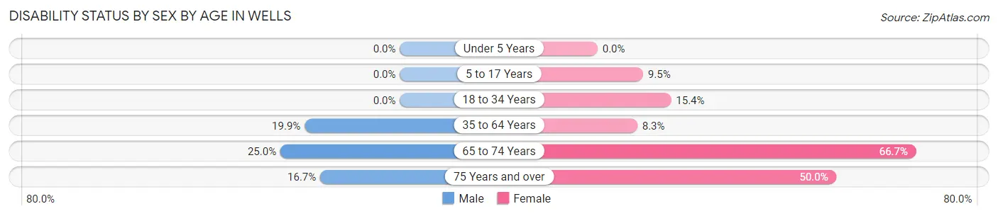 Disability Status by Sex by Age in Wells