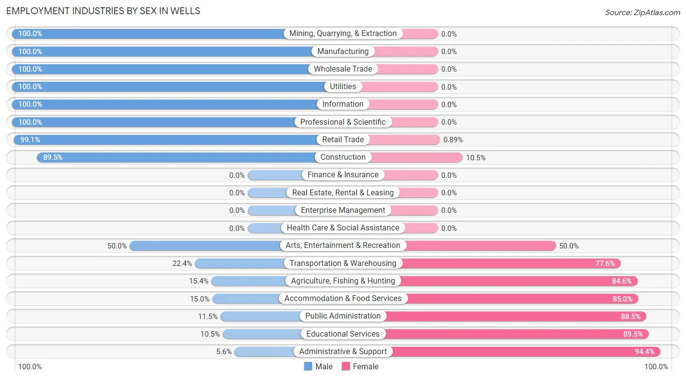 Employment Industries by Sex in Wells