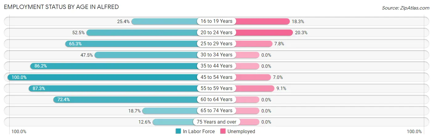 Employment Status by Age in Alfred