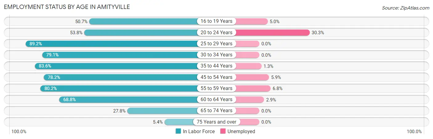 Employment Status by Age in Amityville