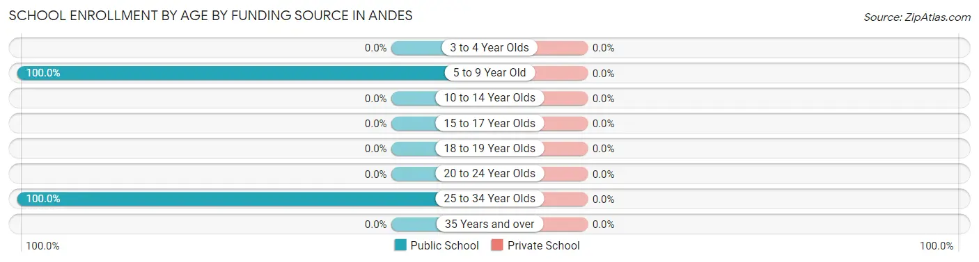 School Enrollment by Age by Funding Source in Andes