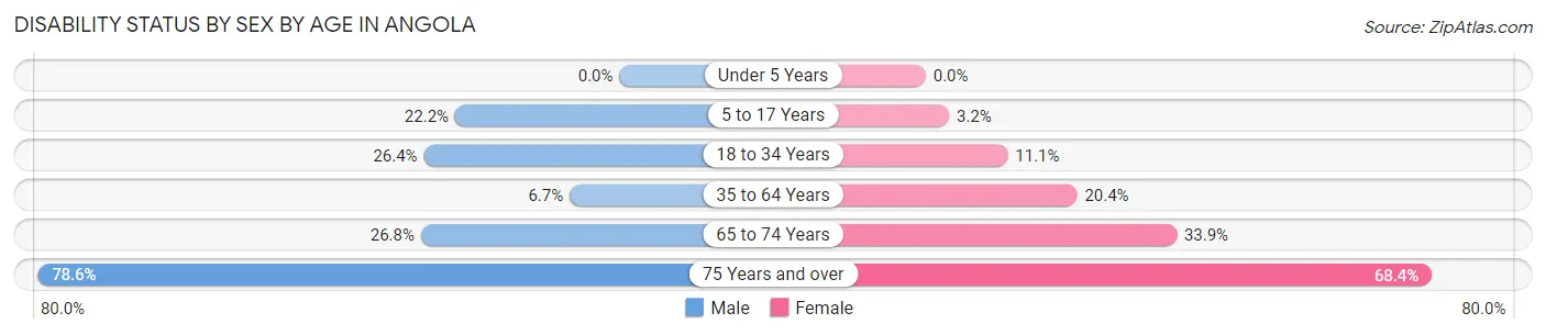 Disability Status by Sex by Age in Angola