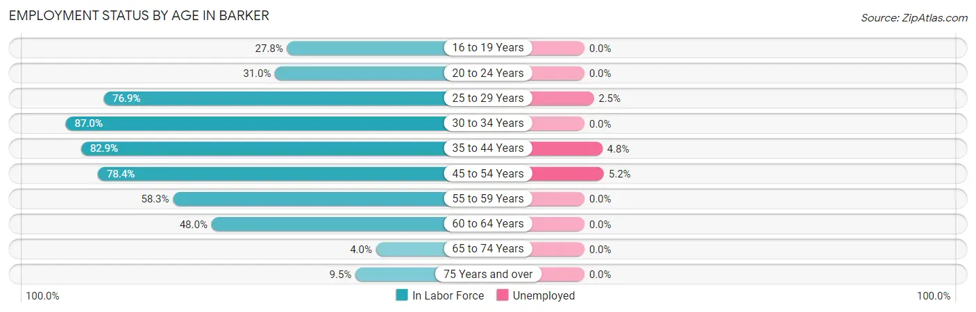Employment Status by Age in Barker