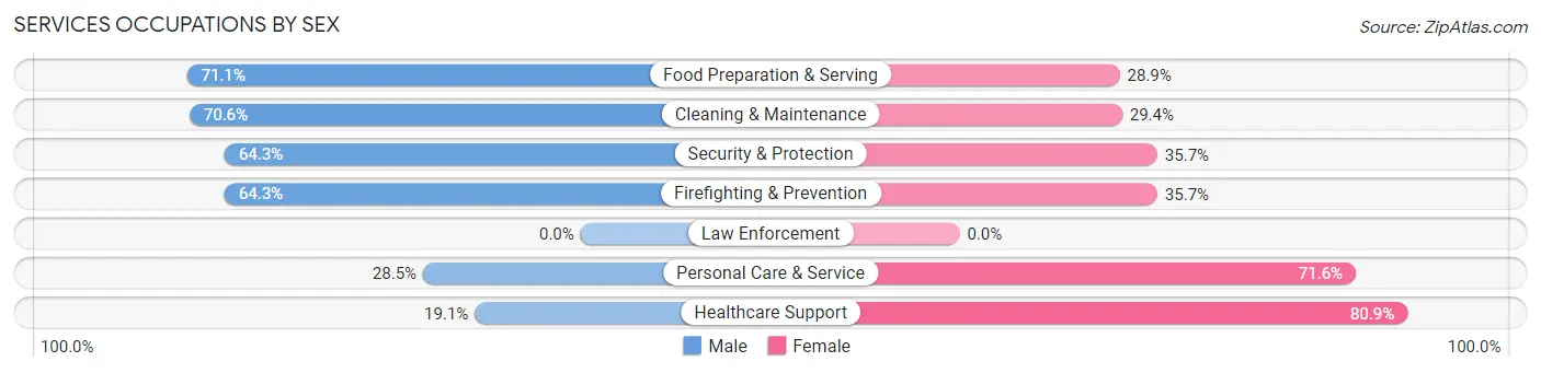 Services Occupations by Sex in Bath
