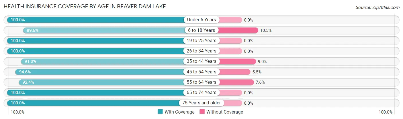 Health Insurance Coverage by Age in Beaver Dam Lake