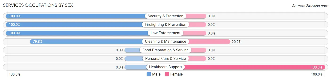 Services Occupations by Sex in Bedford Hills