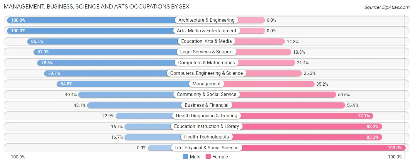 Management, Business, Science and Arts Occupations by Sex in Bellerose