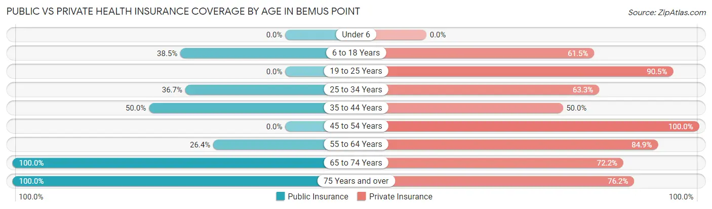 Public vs Private Health Insurance Coverage by Age in Bemus Point