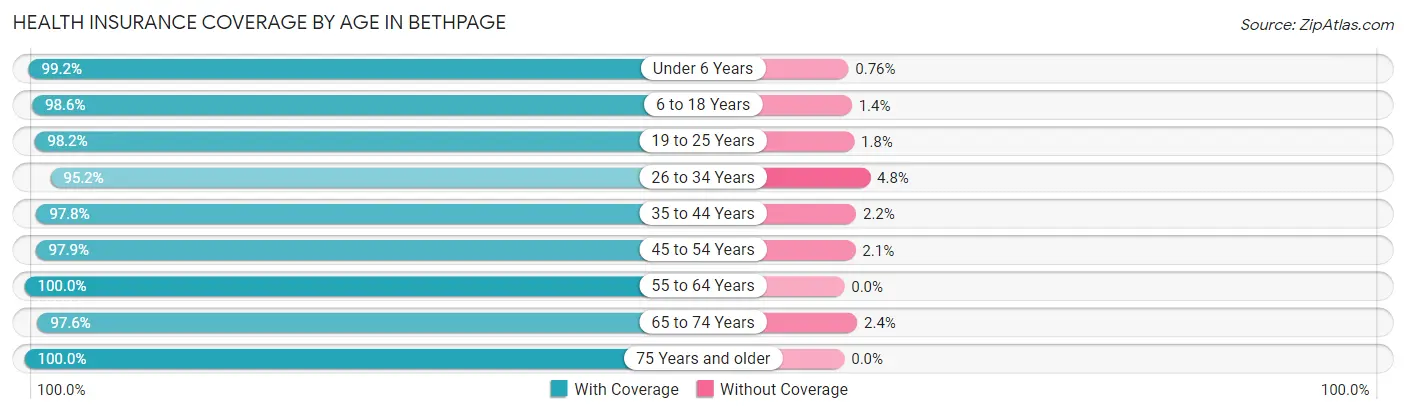 Health Insurance Coverage by Age in Bethpage