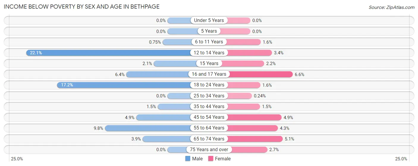 Income Below Poverty by Sex and Age in Bethpage