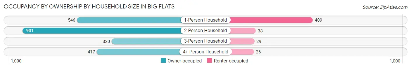 Occupancy by Ownership by Household Size in Big Flats