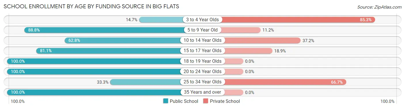 School Enrollment by Age by Funding Source in Big Flats