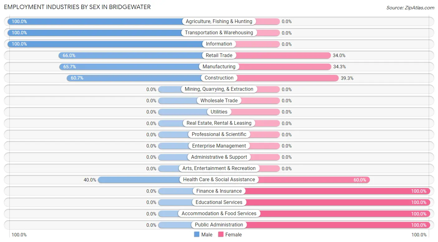 Employment Industries by Sex in Bridgewater