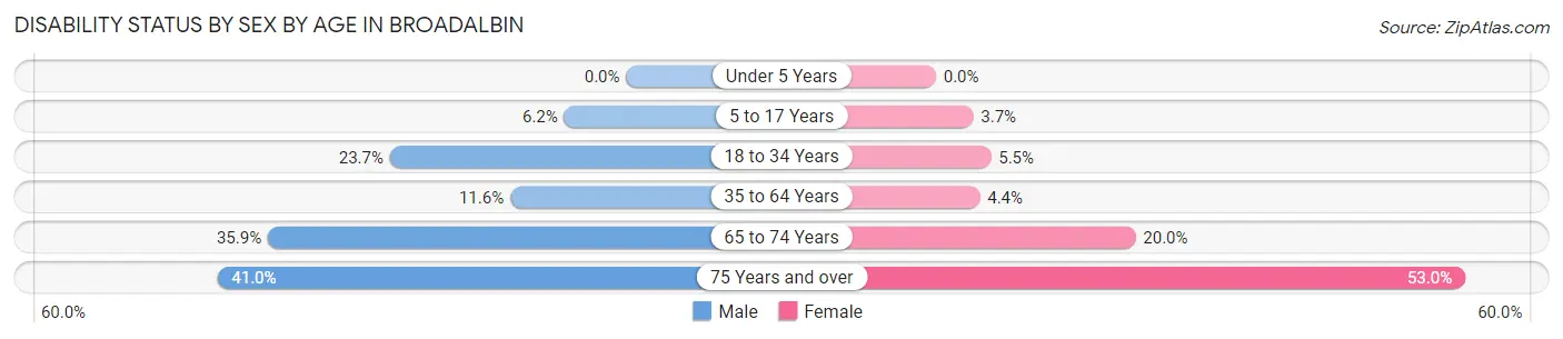 Disability Status by Sex by Age in Broadalbin
