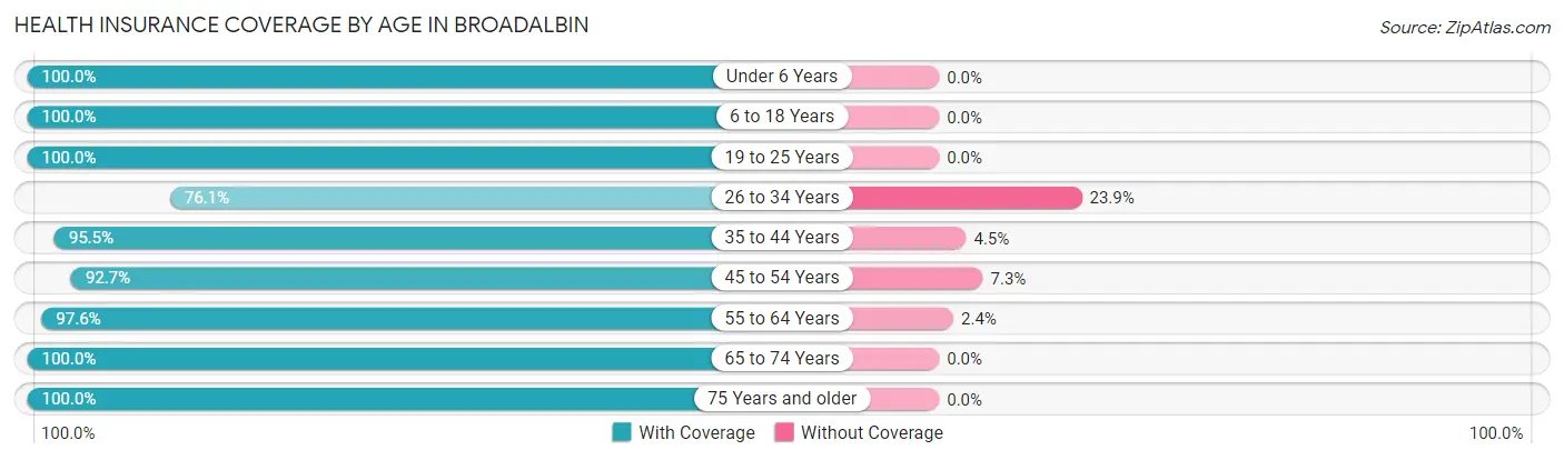 Health Insurance Coverage by Age in Broadalbin