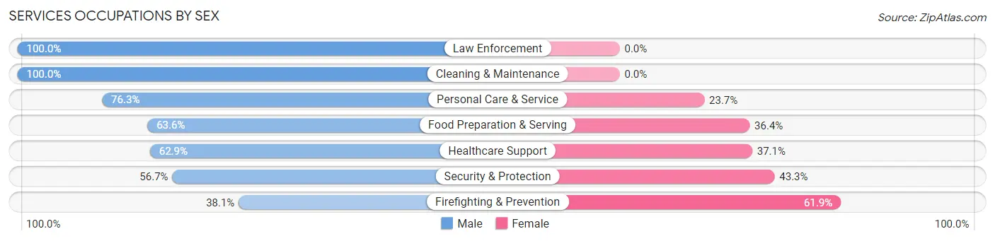 Services Occupations by Sex in Bronxville