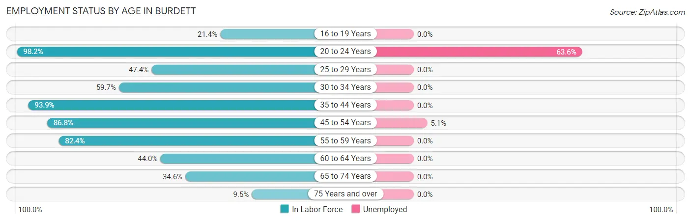 Employment Status by Age in Burdett