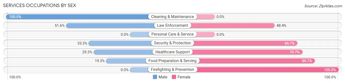 Services Occupations by Sex in Calcium