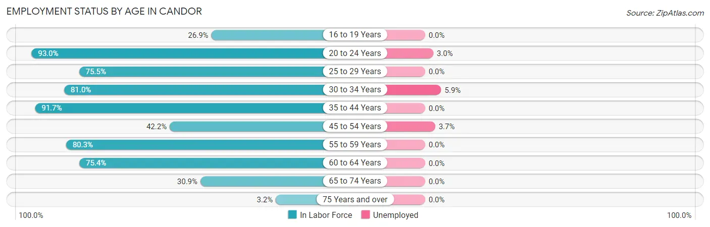 Employment Status by Age in Candor
