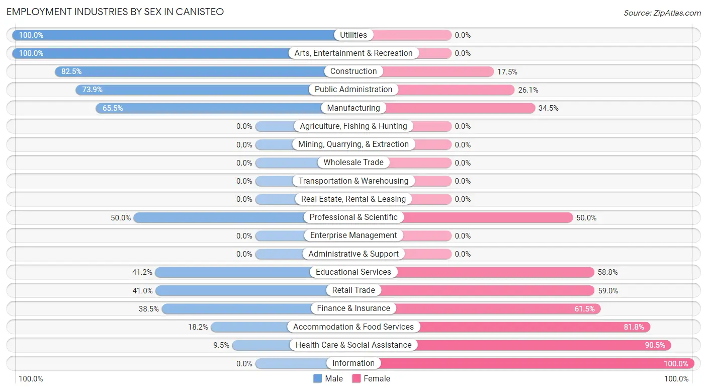 Employment Industries by Sex in Canisteo