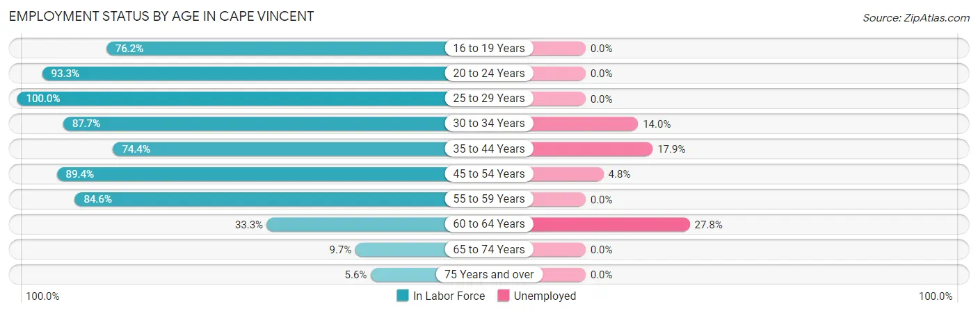 Employment Status by Age in Cape Vincent