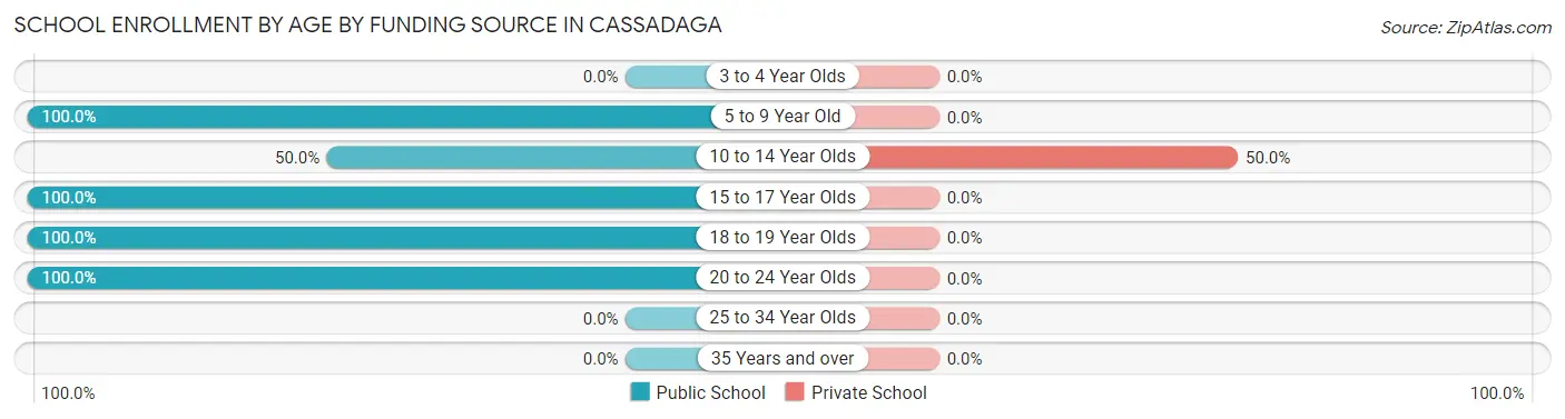 School Enrollment by Age by Funding Source in Cassadaga